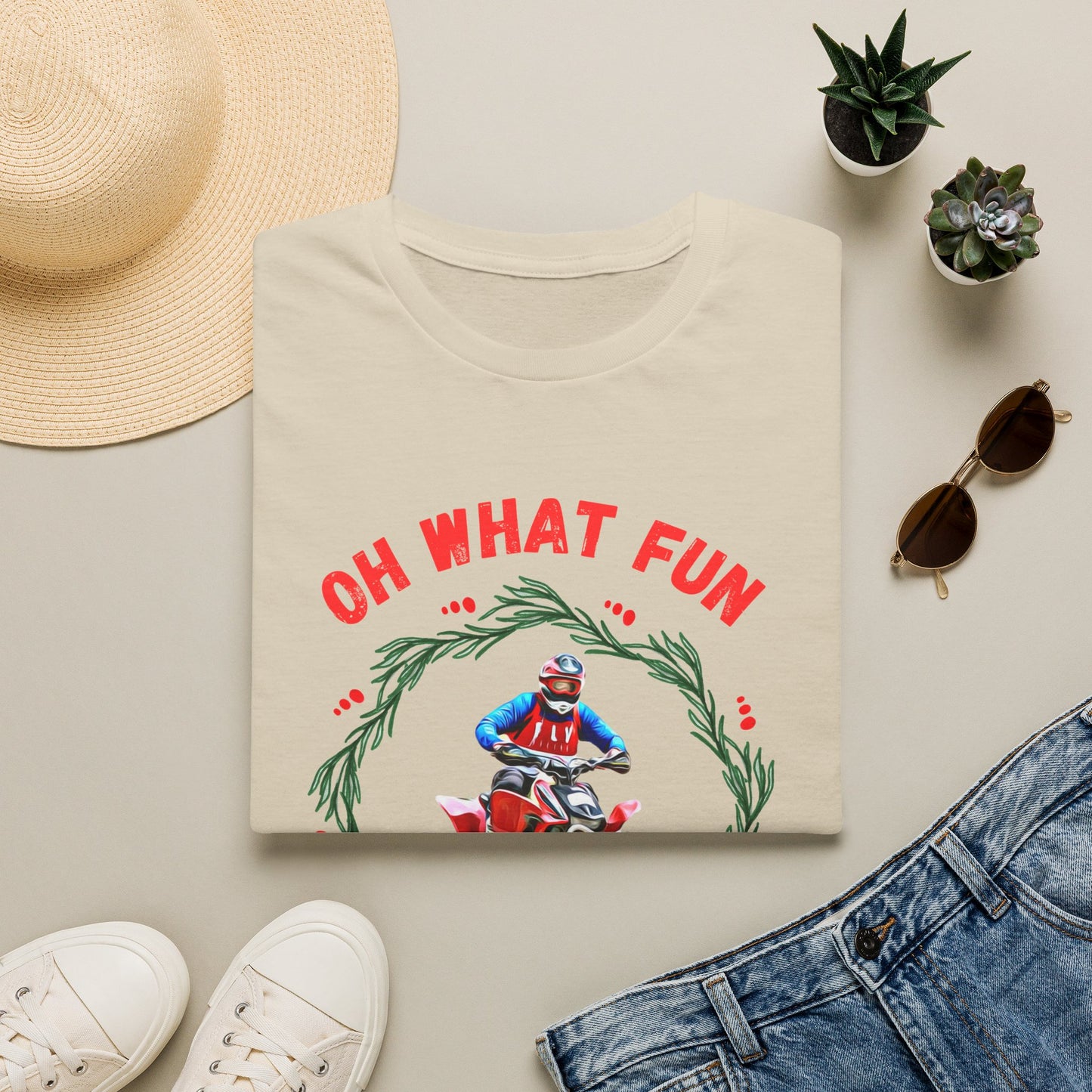 Holiday Ugly Sweater | Christmas Shirt for ATV racer | Red Honda 400 t shirt | Oh What Fun it is to Ride