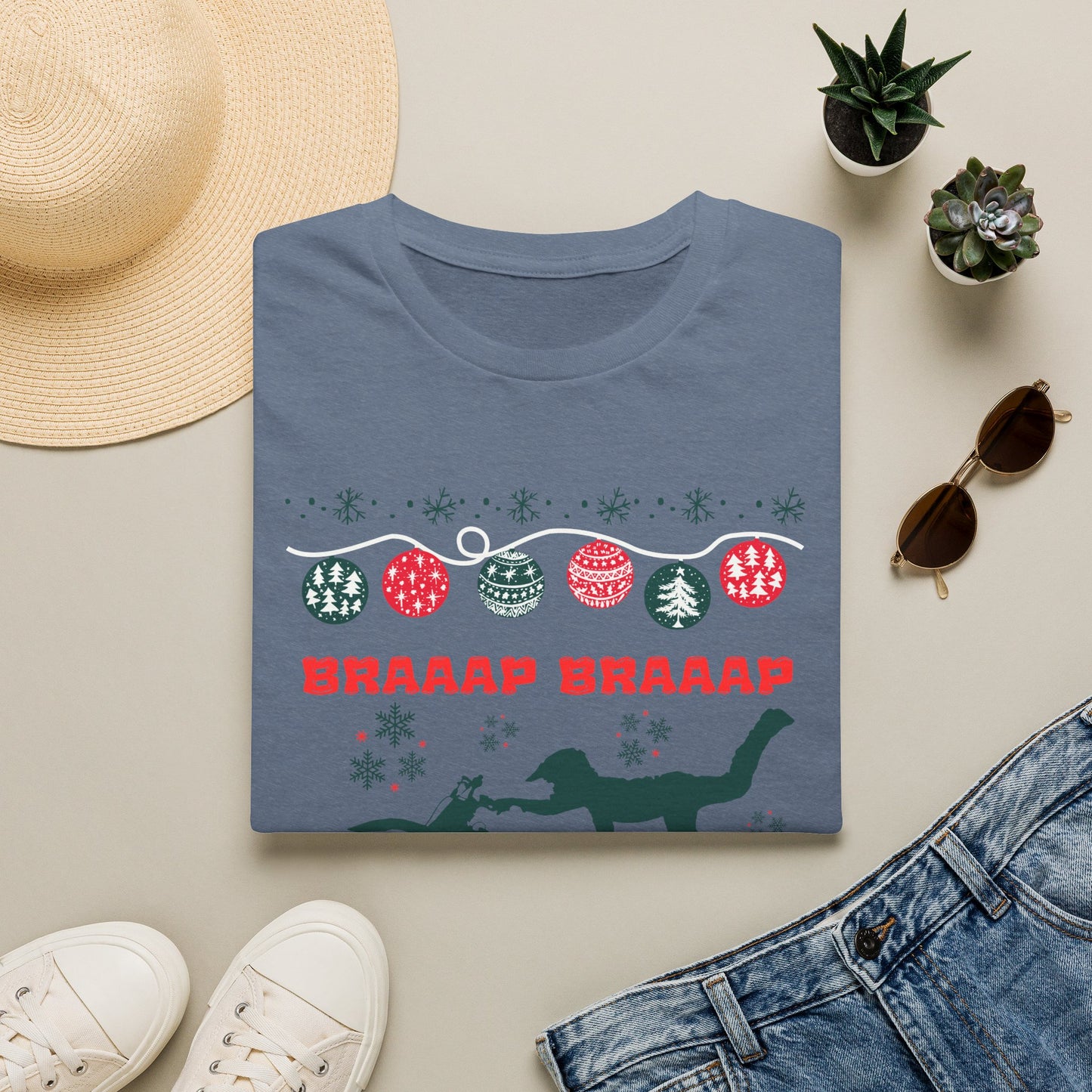 Holiday Motocross Racing | Braaap Braaap Festive Ugly Sweater T-Shirt