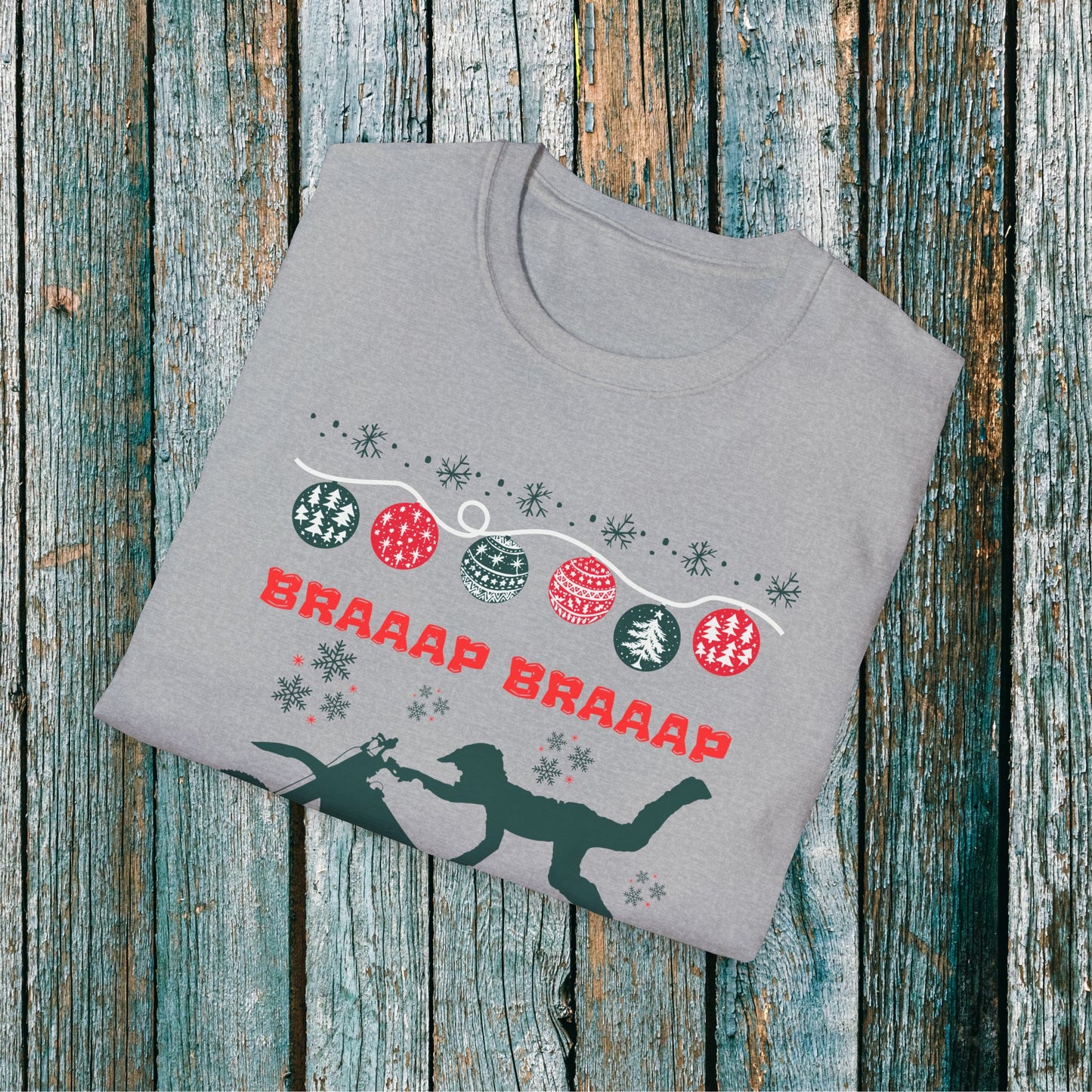 Holiday Motocross Racing | Braaap Braaap Festive Ugly Sweater T-Shirt