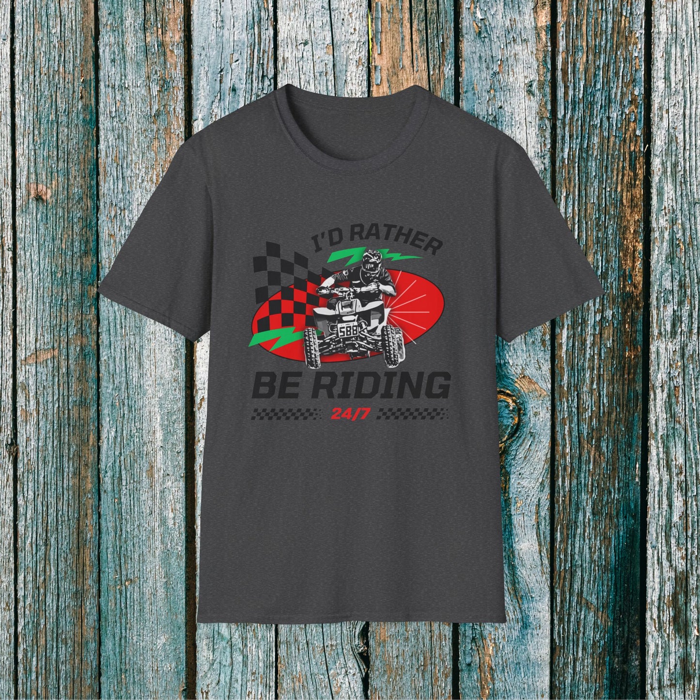 Holiday Christmas ATV T-Shirt | Honda 400 | Ugly Sweater Design says "I'd Rather be Riding"