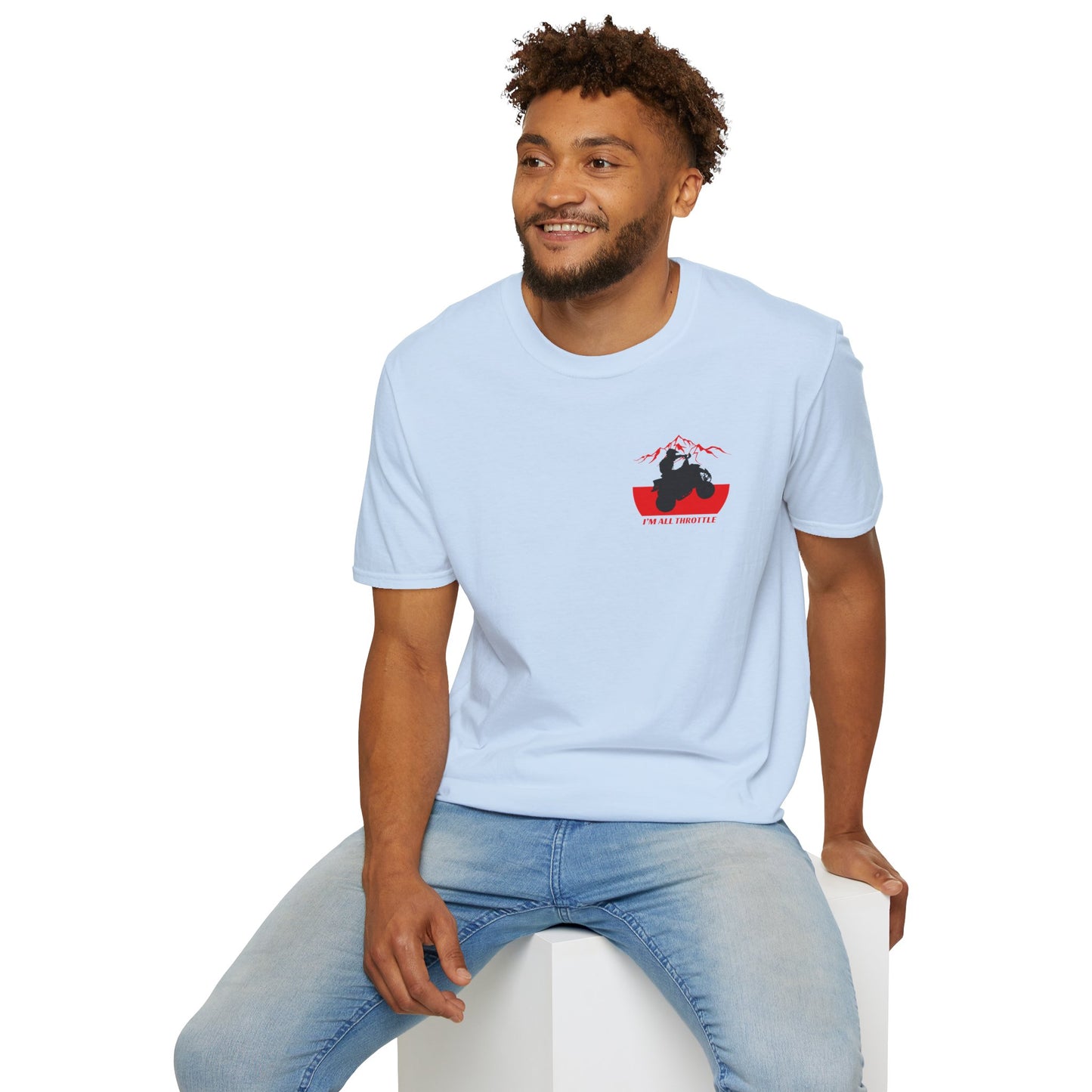 I'm All Throttle 400 EX ATV Racing T-Shirt | Mountains & American Flag Four Wheeler Shirt
