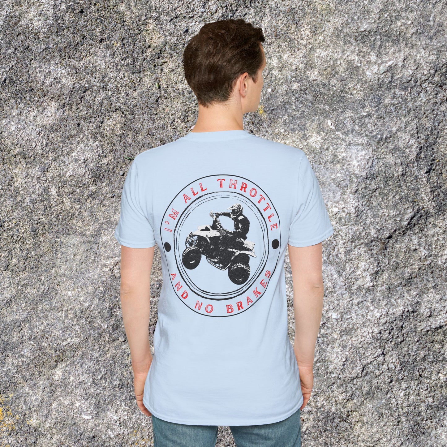Men's 'All Throttle No Brakes' Honda 400 EX ATV T-Shirt | Four Wheeler 2-sided racing shirt