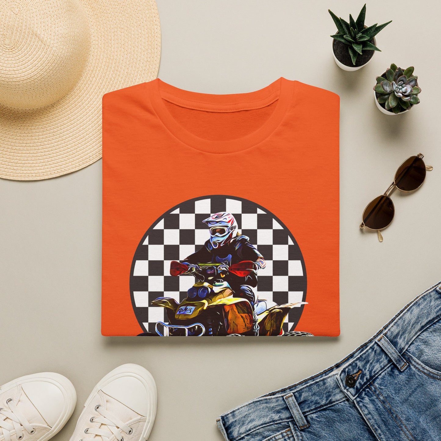 ATV Racing T-Shirt Says SEND IT | Honda 400 EX Racing Flag Four-Wheeler Riding Shirt
