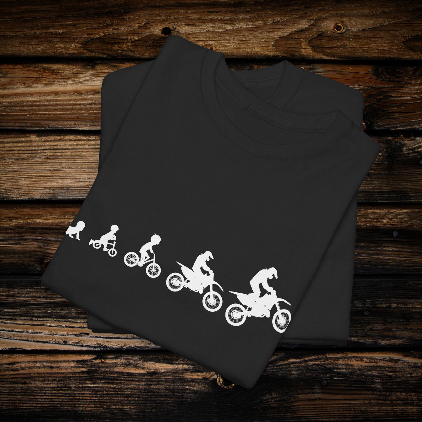 Dirt Bike Evolution T-Shirt | "From Strider to Bicycle to Dirt Bike" | Funny Racing Shirt