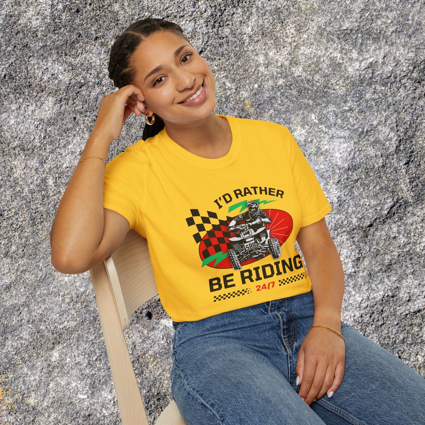 Holiday Christmas ATV T-Shirt | Honda 400 | Ugly Sweater Design says "I'd Rather be Riding"