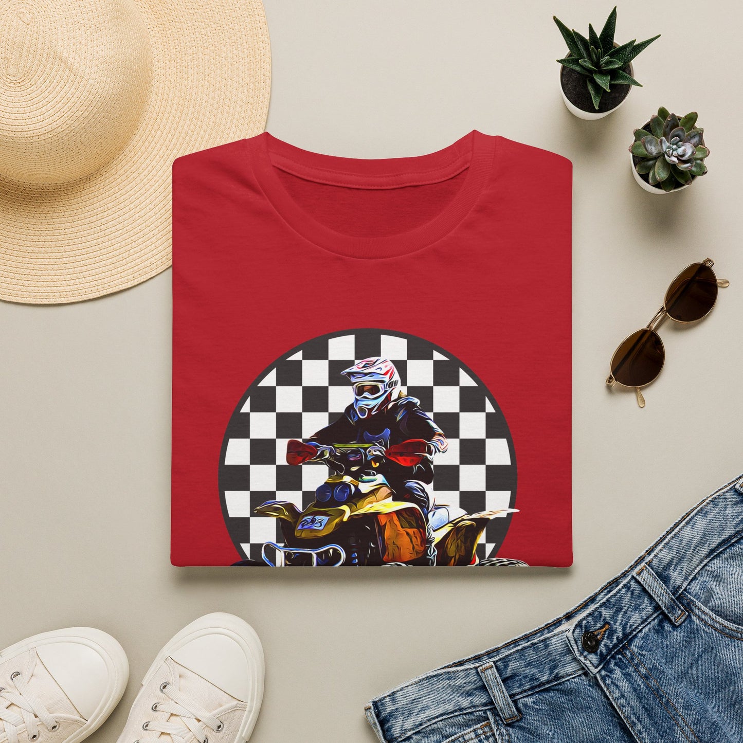 ATV Racing T-Shirt Says SEND IT | Honda 400 EX Racing Flag Four-Wheeler Riding Shirt