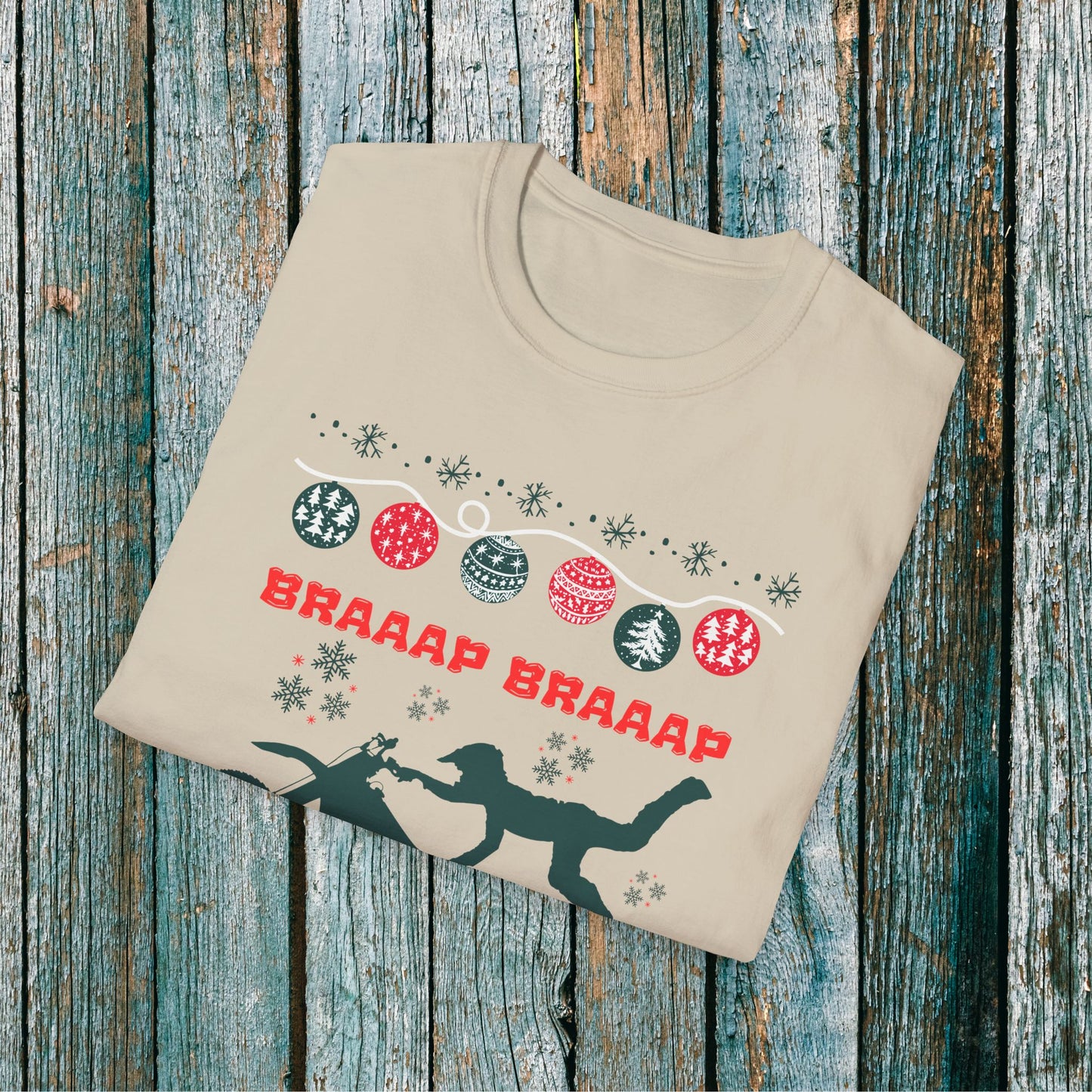 Holiday Motocross Racing | Braaap Braaap Festive Ugly Sweater T-Shirt