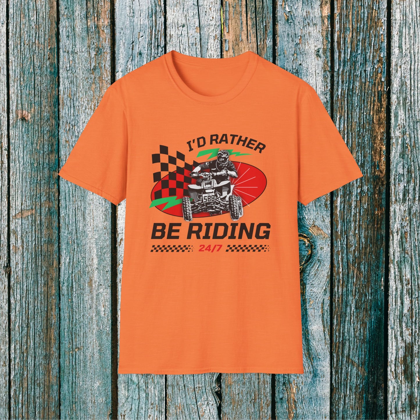 Holiday Christmas ATV T-Shirt | Honda 400 | Ugly Sweater Design says "I'd Rather be Riding"