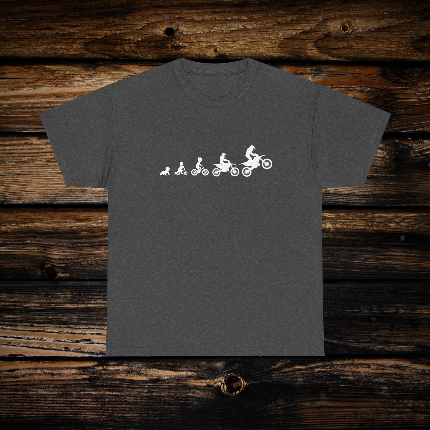 Dirt Bike Evolution T-Shirt | "From Strider to Bicycle to Dirt Bike" | Funny Racing Shirt