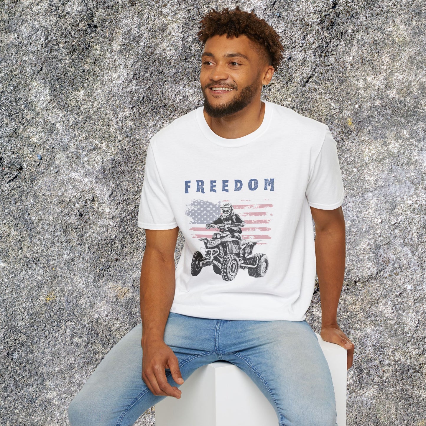 Freedom Rider ATV T-Shirt | American Flag Four Wheeler Shirt | Honda 400 EX Racing
