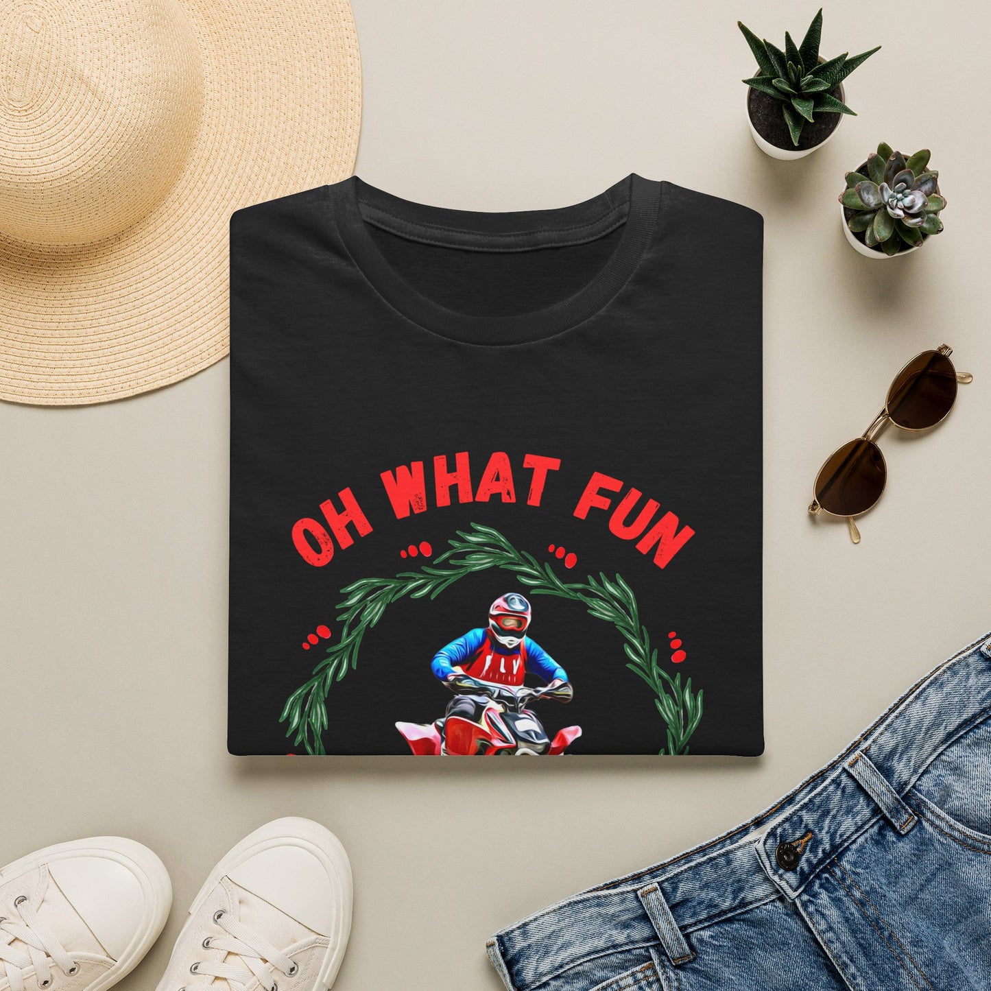 Holiday Ugly Sweater | Christmas Shirt for ATV racer | Red Honda 400 t shirt | Oh What Fun it is to Ride
