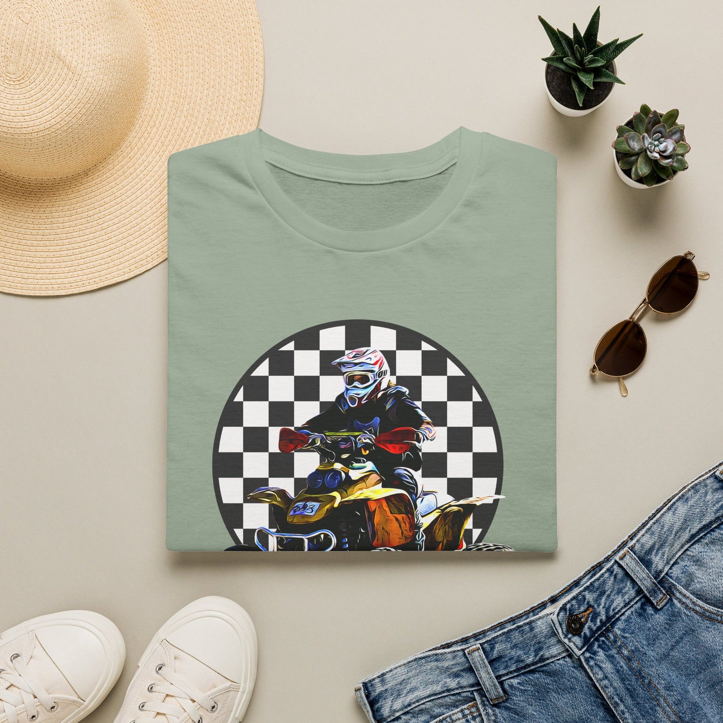 ATV Racing T-Shirt Says SEND IT | Honda 400 EX Racing Flag Four-Wheeler Riding Shirt