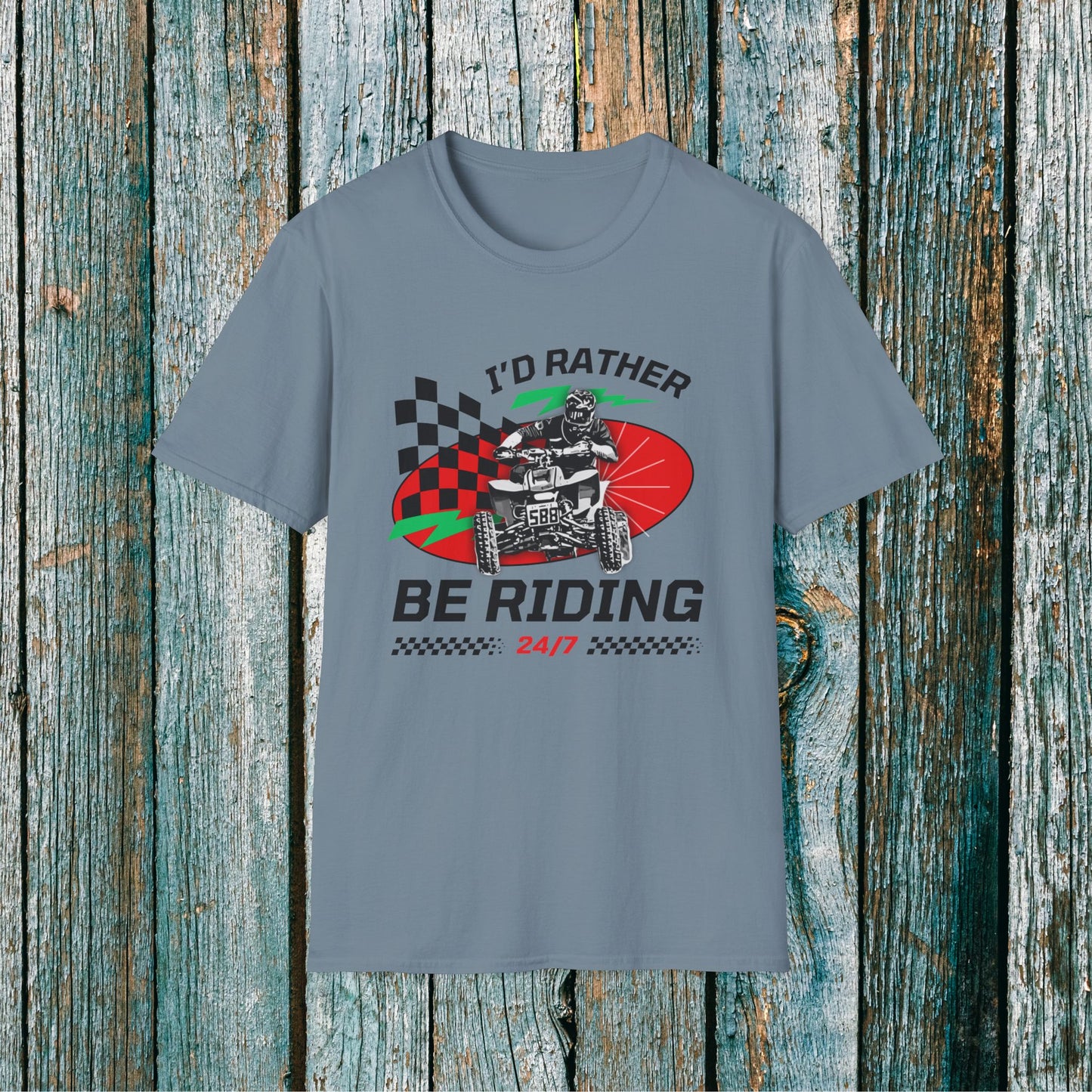 Holiday Christmas ATV T-Shirt | Honda 400 | Ugly Sweater Design says "I'd Rather be Riding"