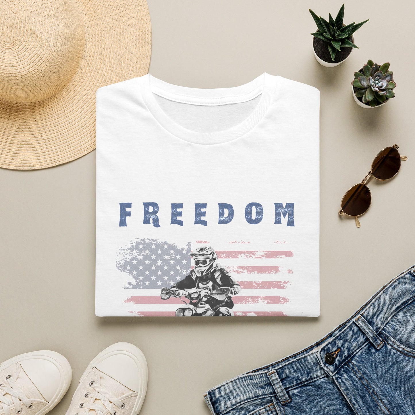 Freedom Rider ATV T-Shirt | American Flag Four Wheeler Shirt | Honda 400 EX Racing