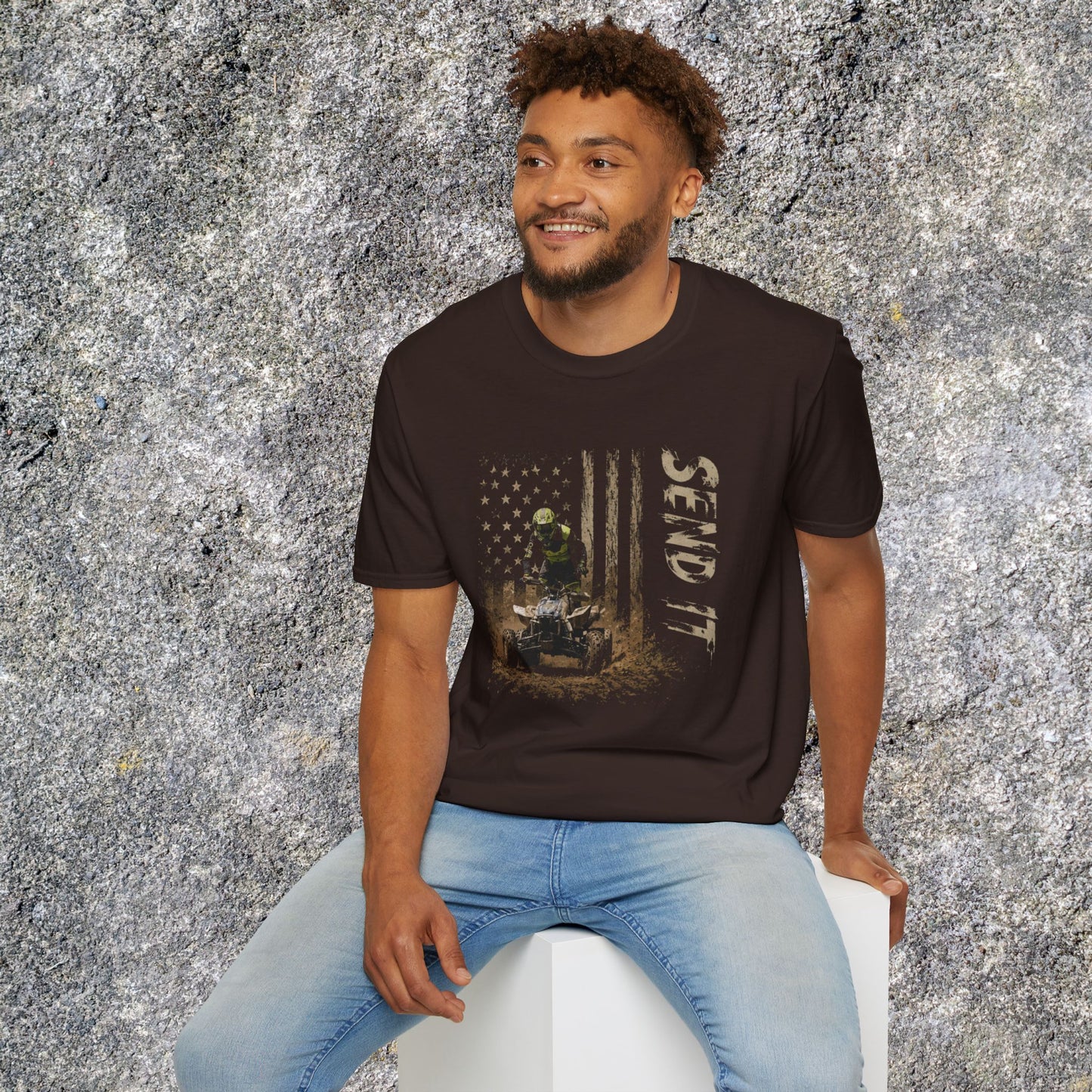 Distressed Patriotic Flag Four wheeler Racing Shirt | Honda 450 ATV Racing | AXC Arkansas Pro Racing Series | Dickerson