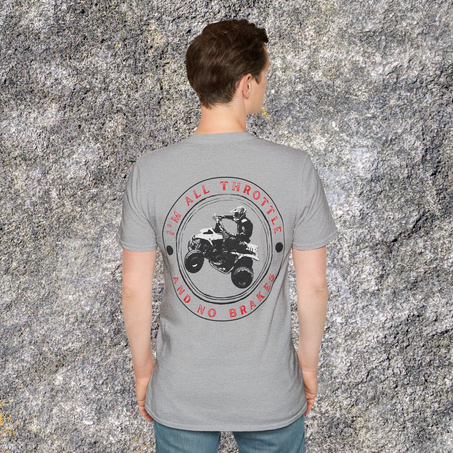 Men's 'All Throttle No Brakes' Honda 400 EX ATV T-Shirt | Four Wheeler 2-sided racing shirt