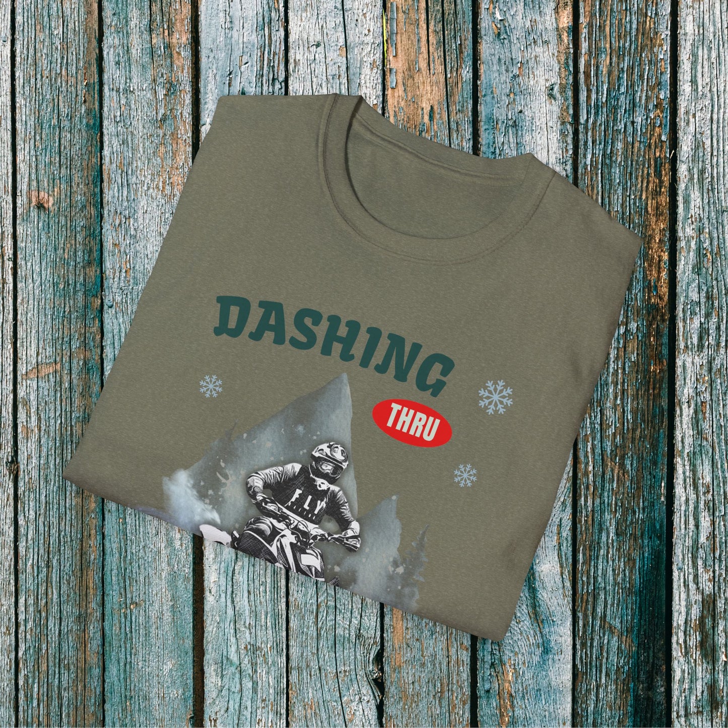 Holiday Fourwheeler Racing Soft Cotton T-Shirt | Dashing Thru the Snow | ATV Ugly Sweater