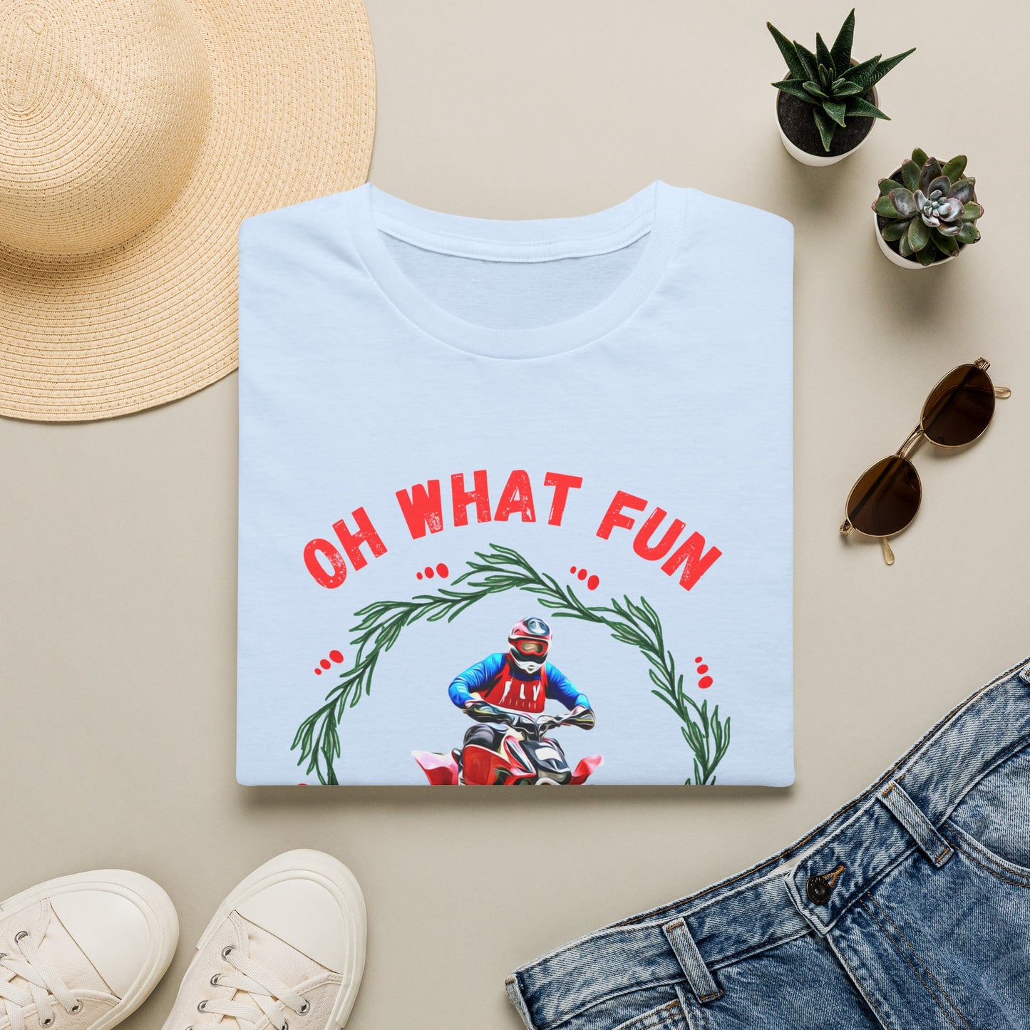 Holiday Ugly Sweater | Christmas Shirt for ATV racer | Red Honda 400 t shirt | Oh What Fun it is to Ride