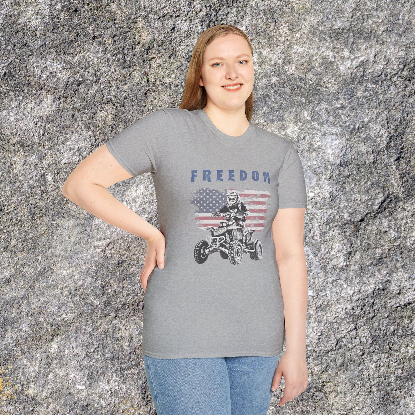Freedom Rider ATV T-Shirt | American Flag Four Wheeler Shirt | Honda 400 EX Racing