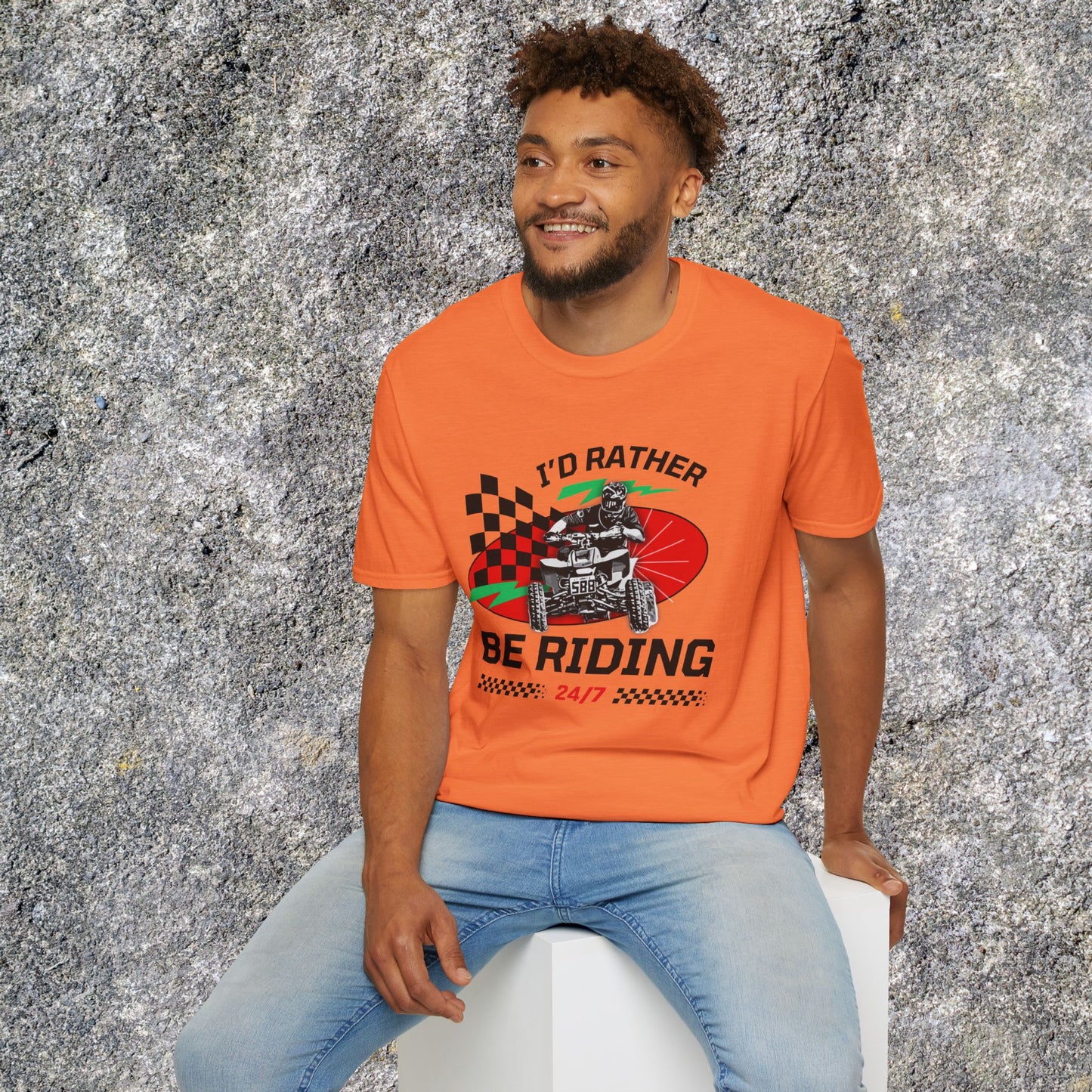 Holiday Christmas ATV T-Shirt | Honda 400 | Ugly Sweater Design says "I'd Rather be Riding"
