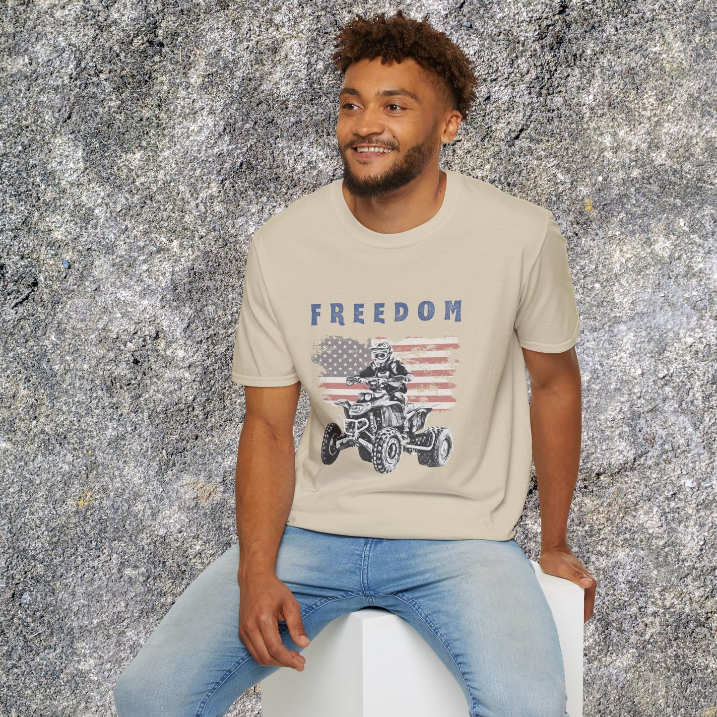 Freedom Rider ATV T-Shirt | American Flag Four Wheeler Shirt | Honda 400 EX Racing