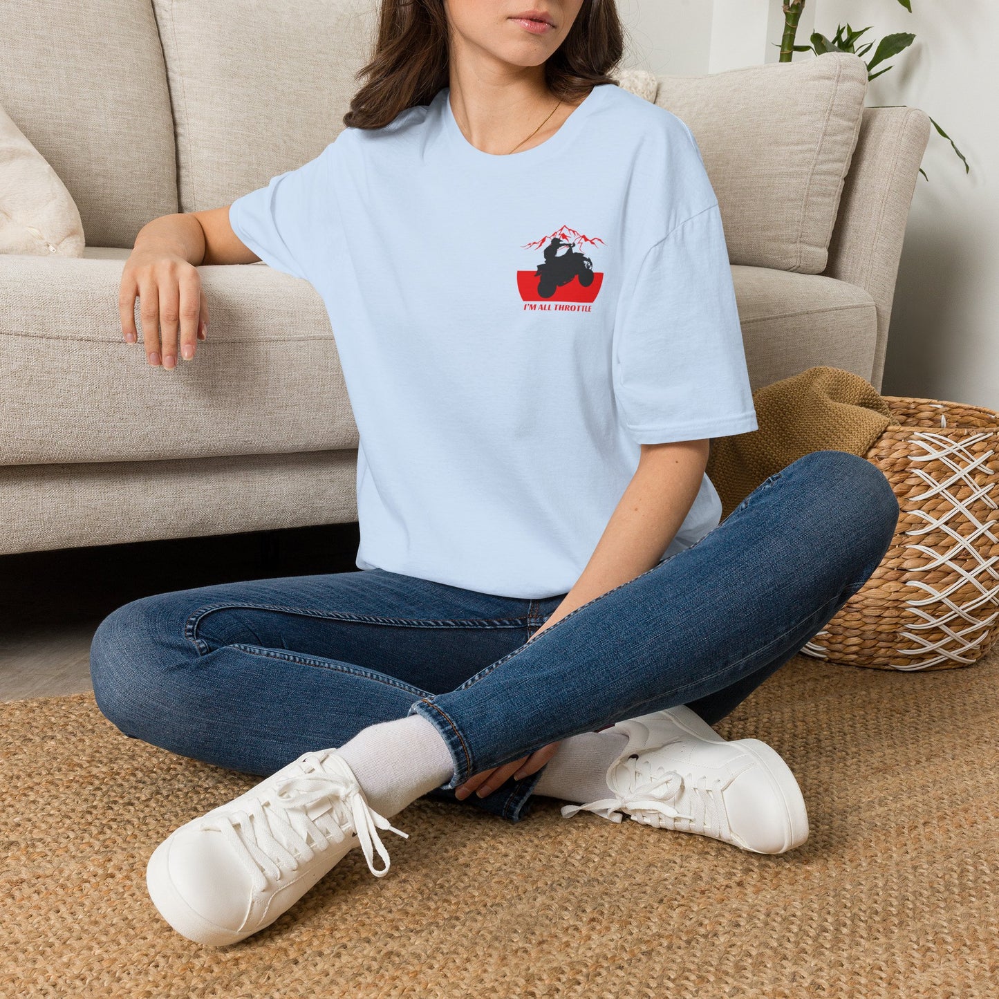 I'm All Throttle 400 EX ATV Racing T-Shirt | Mountains & American Flag Four Wheeler Shirt