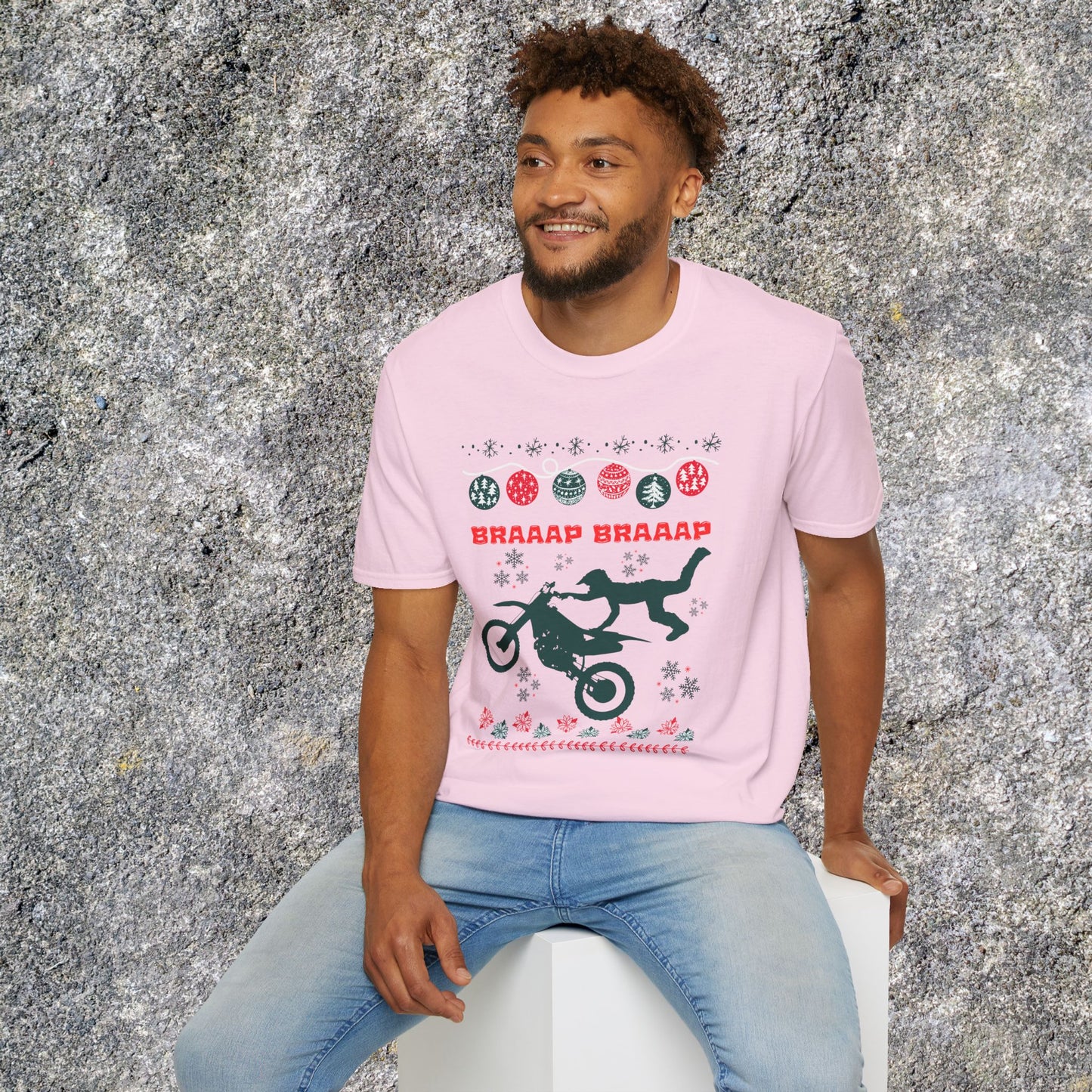 Holiday Motocross Racing | Braaap Braaap Festive Ugly Sweater T-Shirt