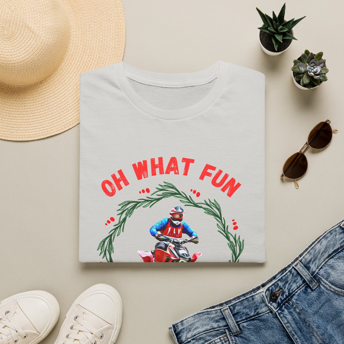 Holiday Ugly Sweater | Christmas Shirt for ATV racer | Red Honda 400 t shirt | Oh What Fun it is to Ride