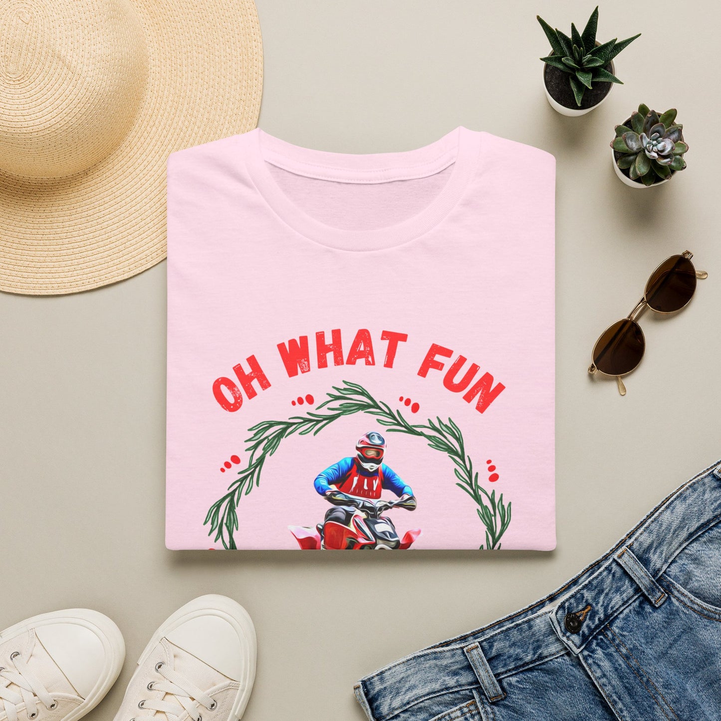 Holiday Ugly Sweater | Christmas Shirt for ATV racer | Red Honda 400 t shirt | Oh What Fun it is to Ride