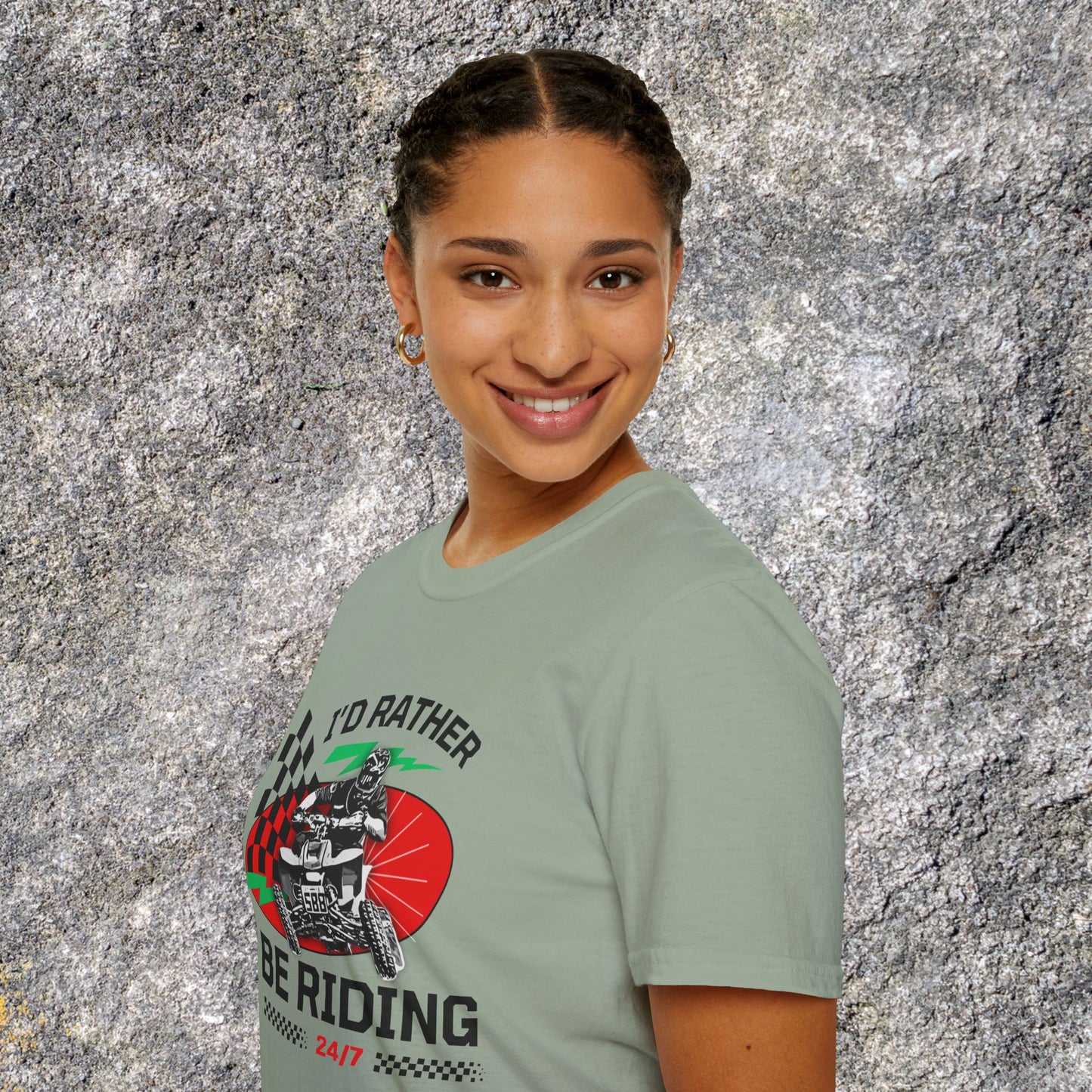 Holiday Christmas ATV T-Shirt | Honda 400 | Ugly Sweater Design says "I'd Rather be Riding"