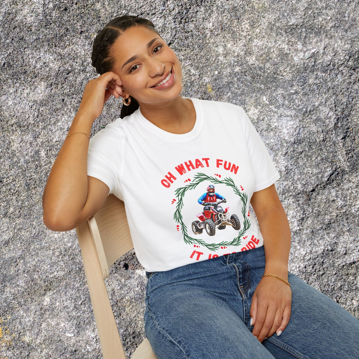 Holiday Ugly Sweater | Christmas Shirt for ATV racer | Red Honda 400 t shirt | Oh What Fun it is to Ride