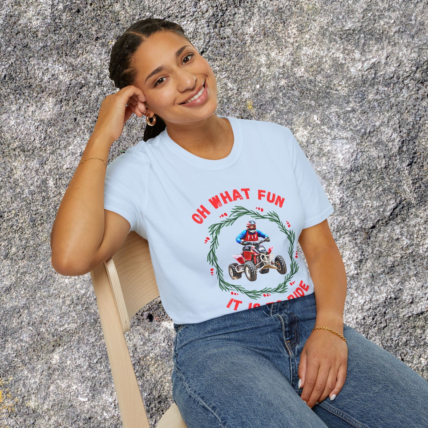 Holiday Ugly Sweater | Christmas Shirt for ATV racer | Red Honda 400 t shirt | Oh What Fun it is to Ride