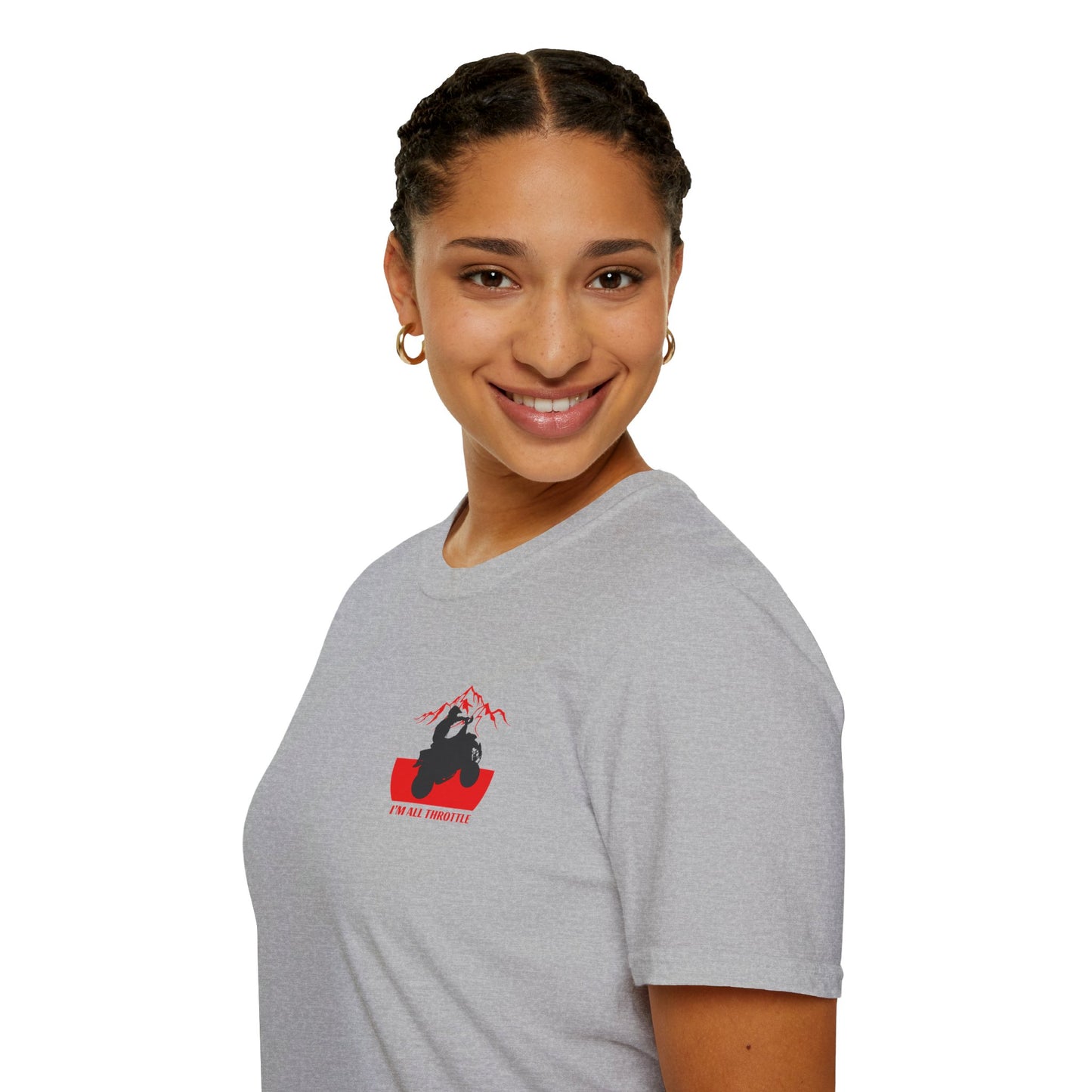 I'm All Throttle 400 EX ATV Racing T-Shirt | Mountains & American Flag Four Wheeler Shirt