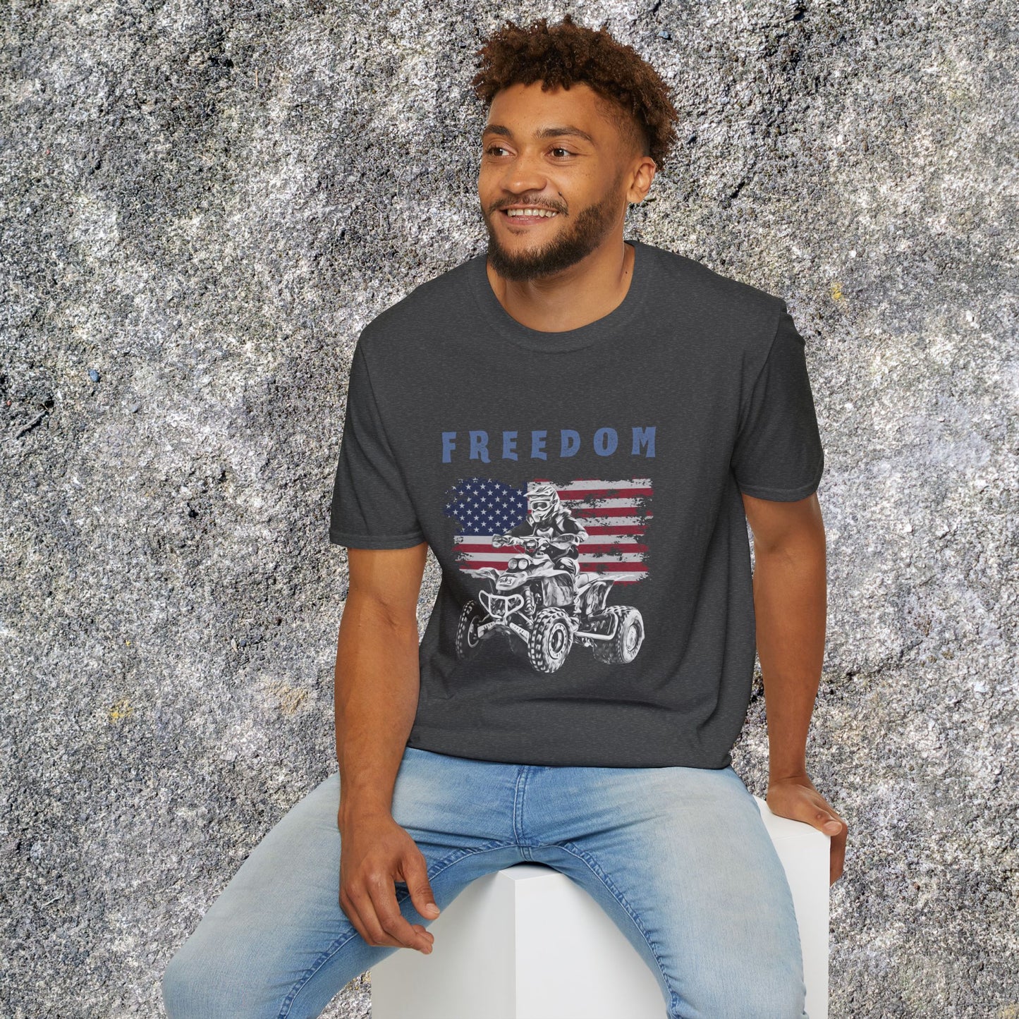 Freedom Rider ATV T-Shirt | American Flag Four Wheeler Shirt | Honda 400 EX Racing