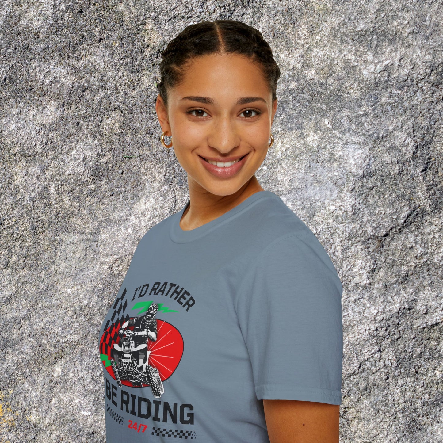 Holiday Christmas ATV T-Shirt | Honda 400 | Ugly Sweater Design says "I'd Rather be Riding"