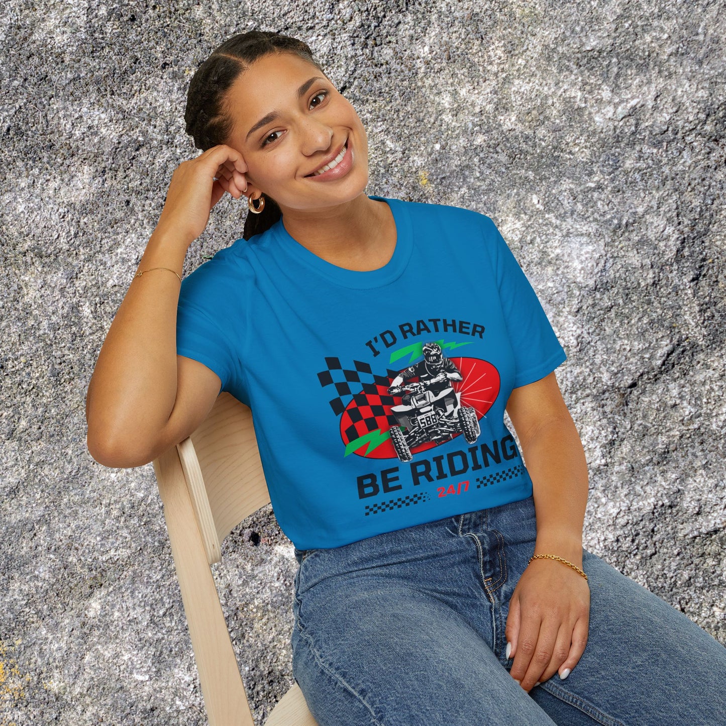 Holiday Christmas ATV T-Shirt | Honda 400 | Ugly Sweater Design says "I'd Rather be Riding"