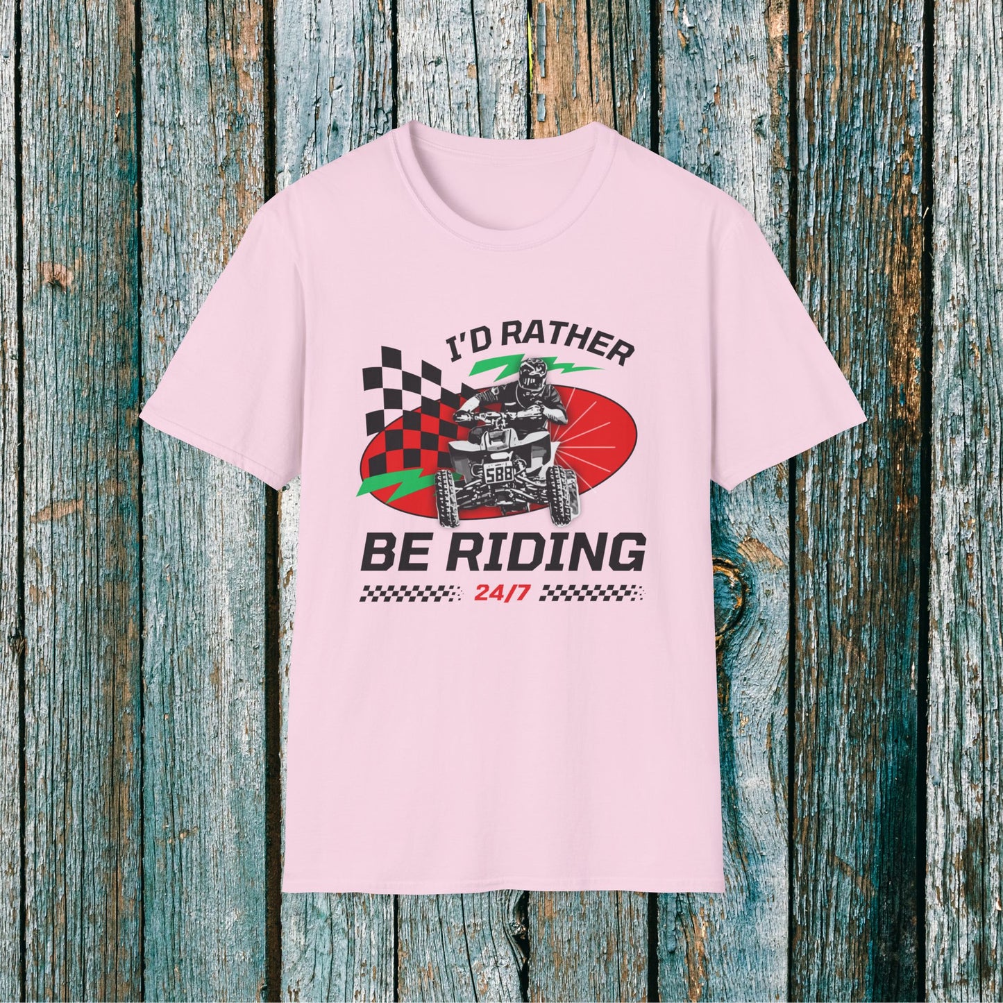 Holiday Christmas ATV T-Shirt | Honda 400 | Ugly Sweater Design says "I'd Rather be Riding"