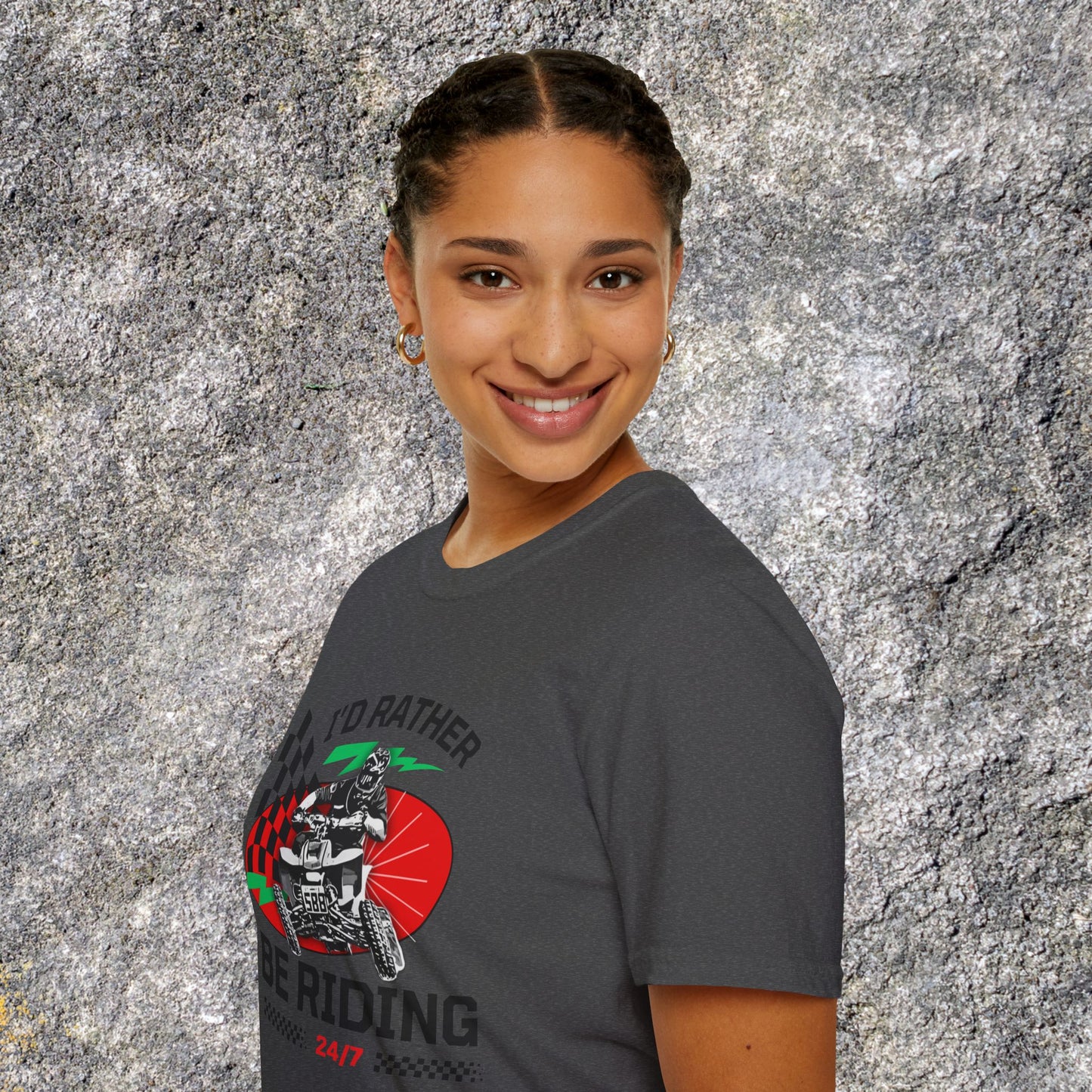 Holiday Christmas ATV T-Shirt | Honda 400 | Ugly Sweater Design says "I'd Rather be Riding"