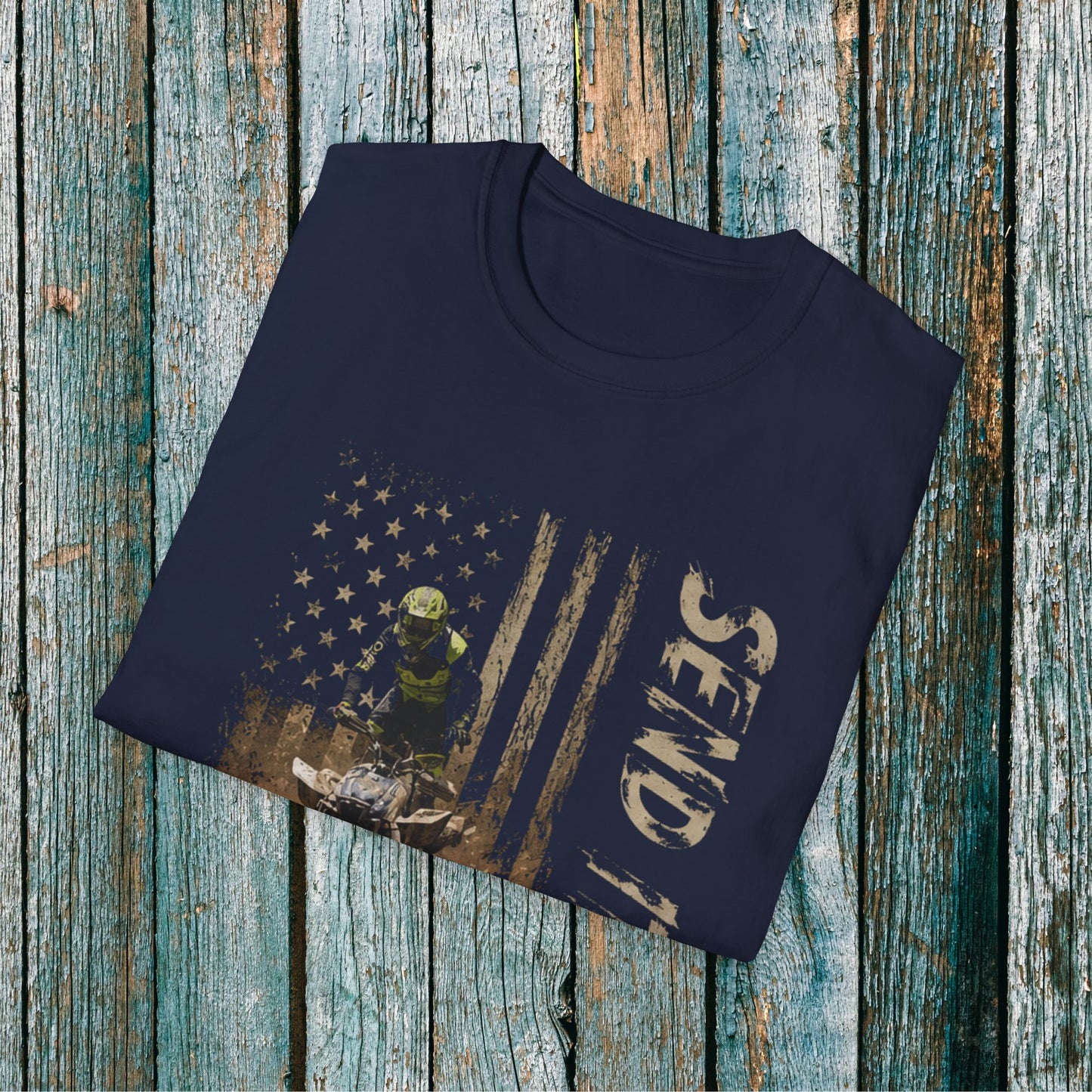 Distressed Patriotic Flag Four wheeler Racing Shirt | Honda 450 ATV Racing | AXC Arkansas Pro Racing Series | Dickerson