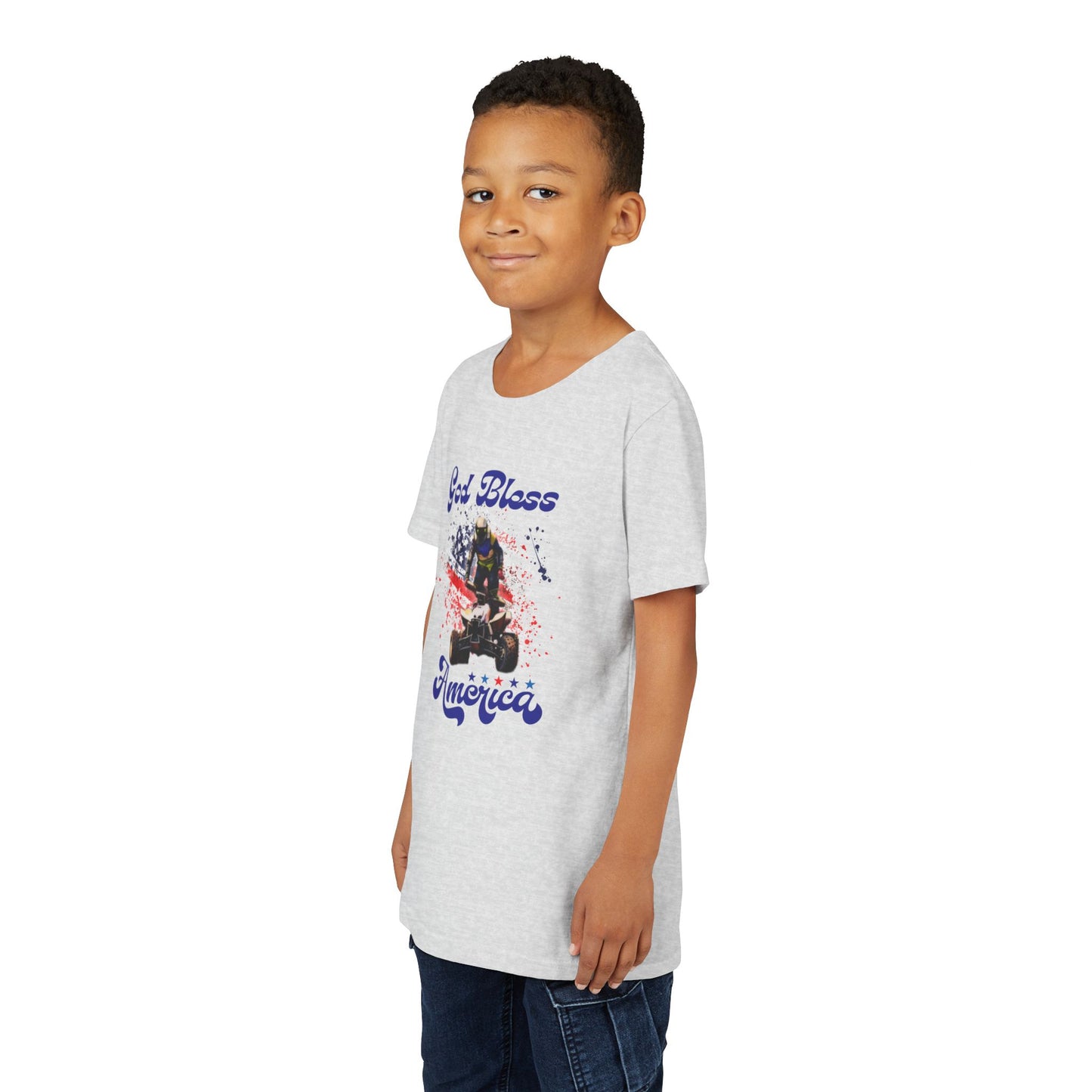 Youth God Bless America Four wheeler Riding Shirt | Honda 450 ATV Racing | AXC Arkansas Pro Racing Series | Dickerson