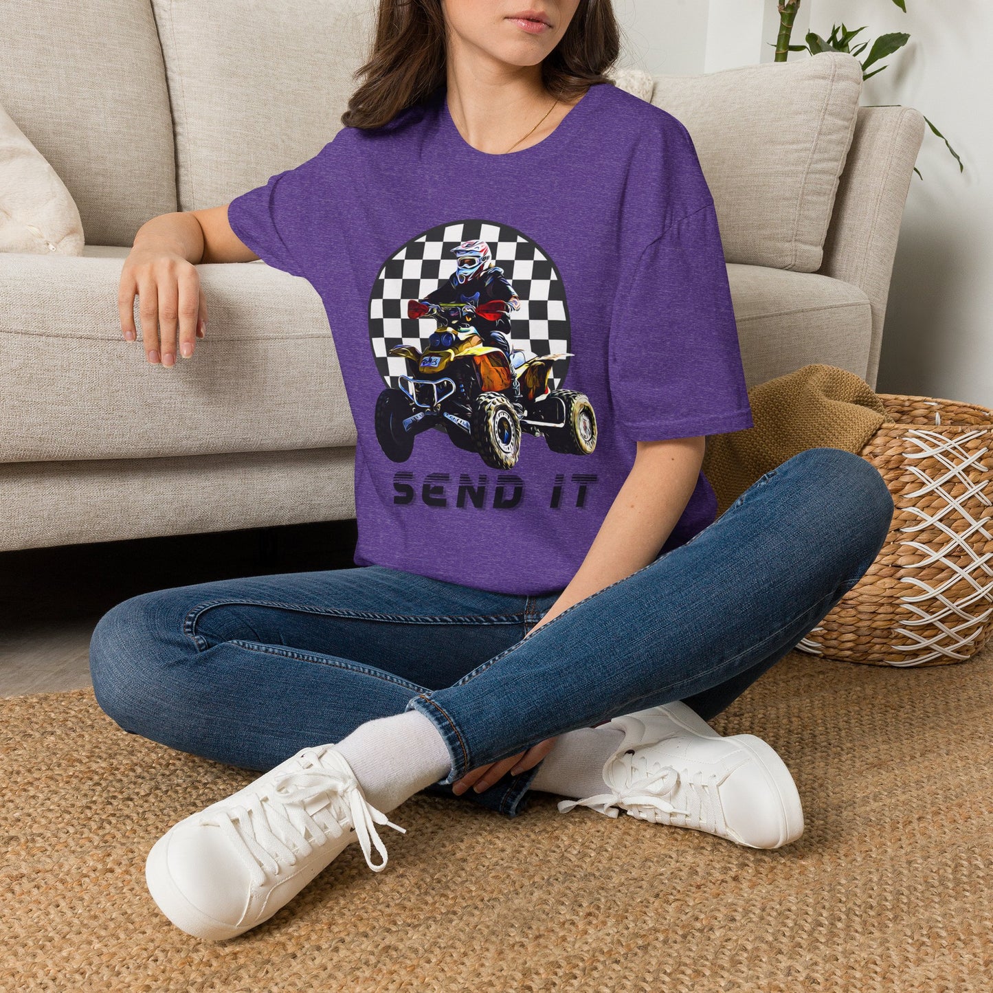 ATV Racing T-Shirt Says SEND IT | Honda 400 EX Racing Flag Four-Wheeler Riding Shirt