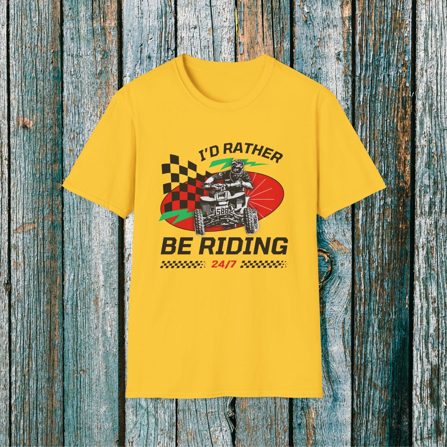 Holiday Christmas ATV T-Shirt | Honda 400 | Ugly Sweater Design says "I'd Rather be Riding"