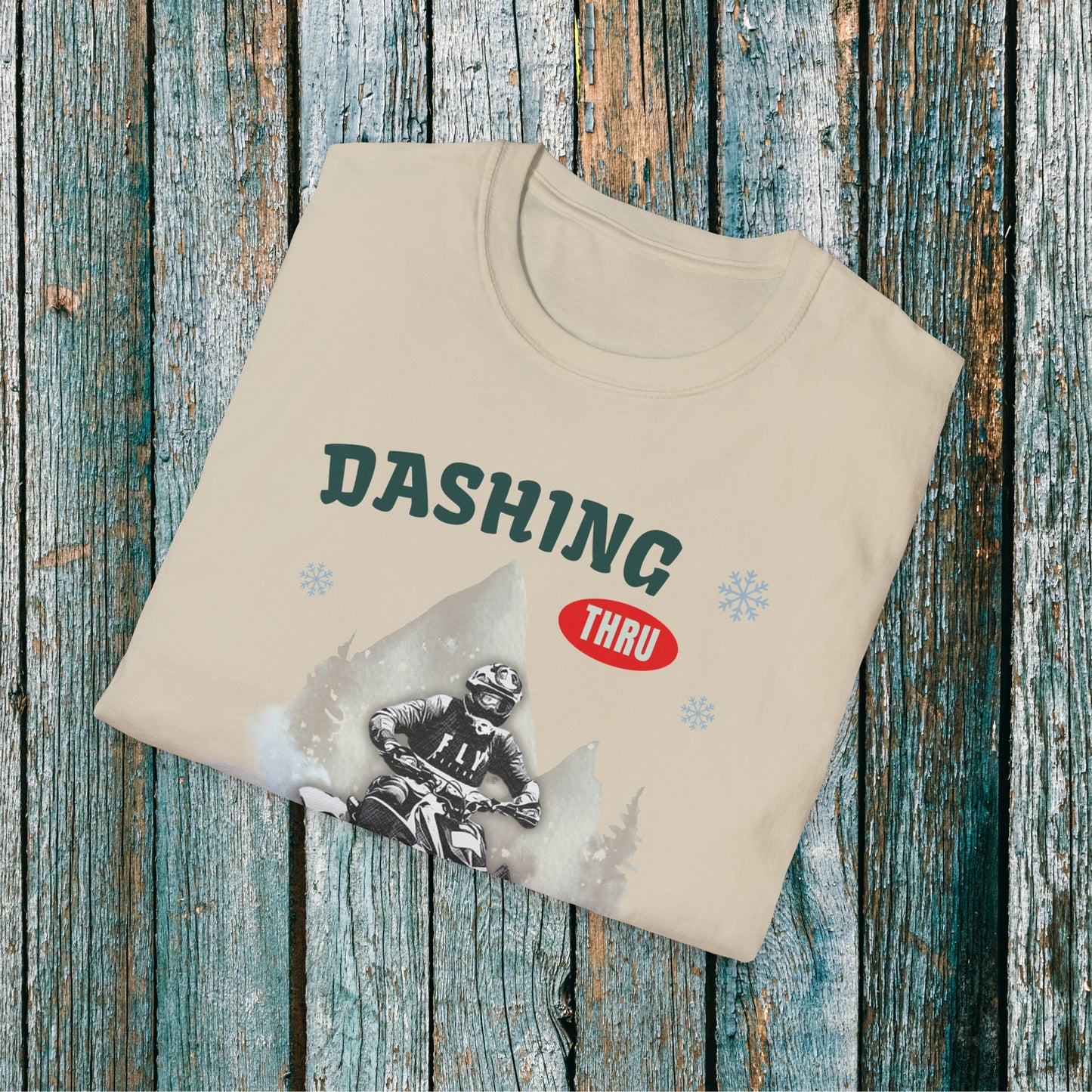 Holiday Fourwheeler Racing Soft Cotton T-Shirt | Dashing Thru the Snow | ATV Ugly Sweater