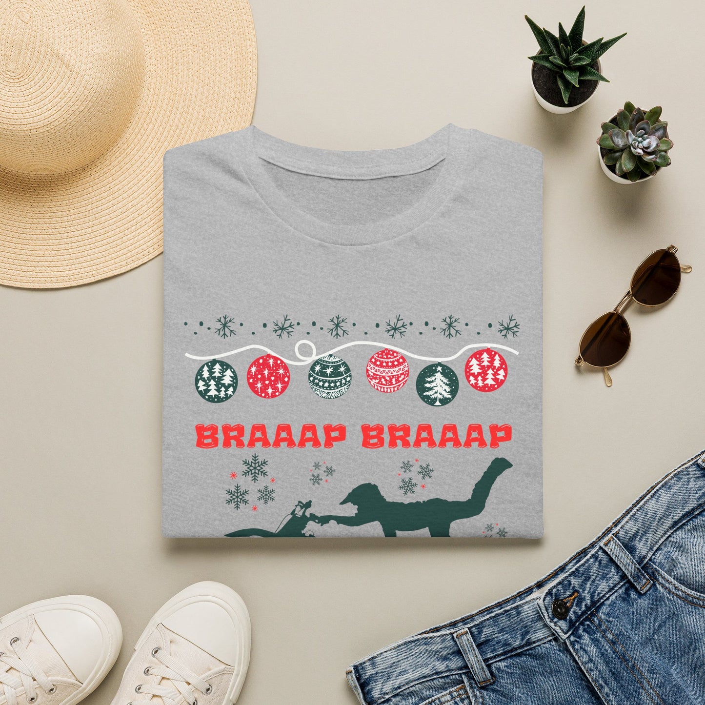 Holiday Motocross Racing | Braaap Braaap Festive Ugly Sweater T-Shirt