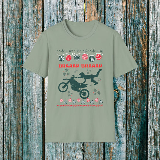 Holiday Motocross Racing | Braaap Braaap Festive Ugly Sweater T-Shirt