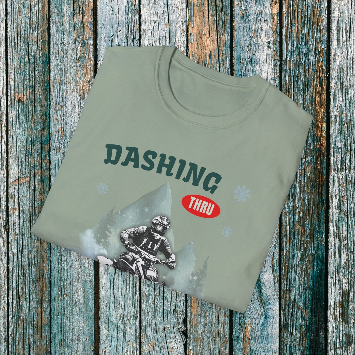 Holiday Fourwheeler Racing Soft Cotton T-Shirt | Dashing Thru the Snow | ATV Ugly Sweater