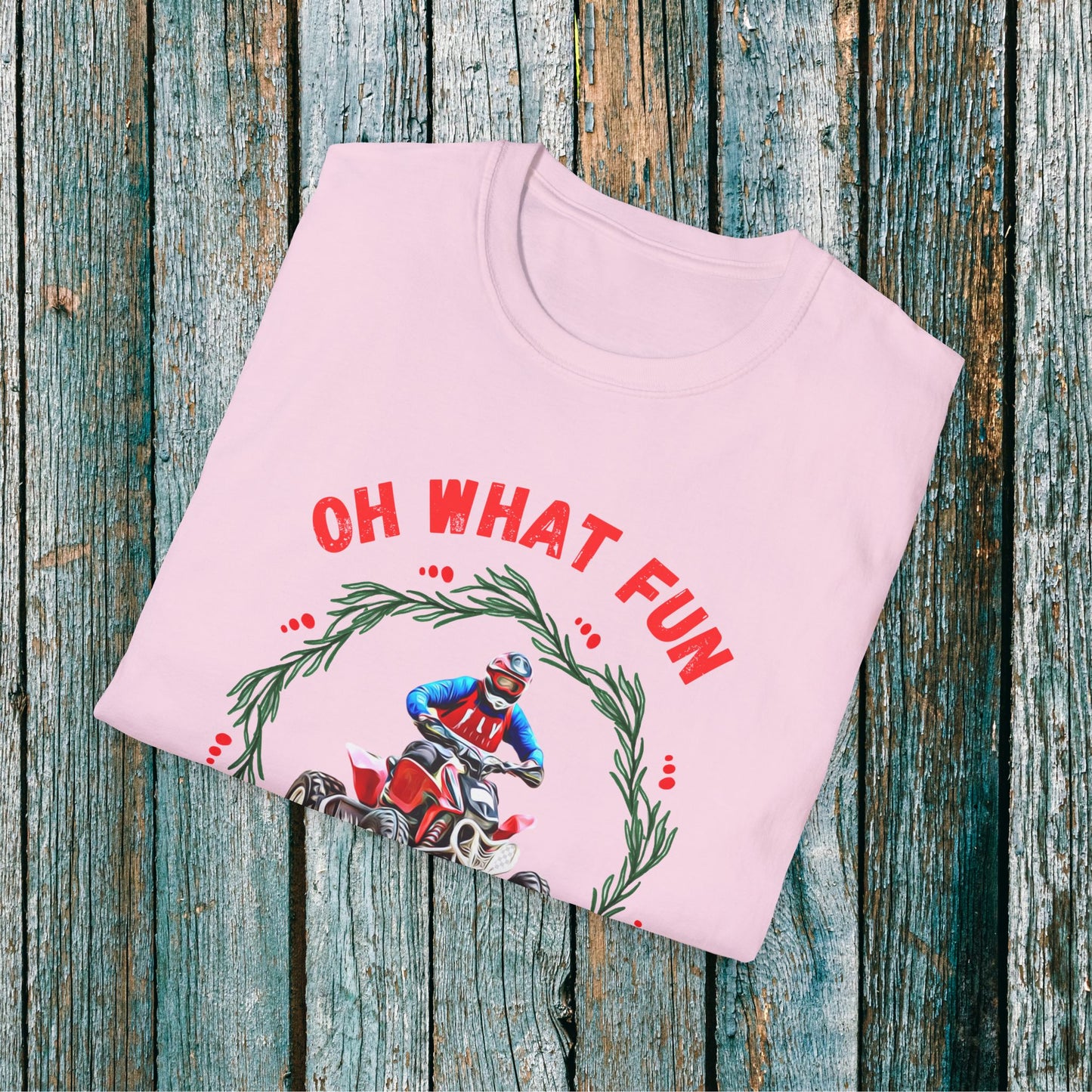 Holiday Ugly Sweater | Christmas Shirt for ATV racer | Red Honda 400 t shirt | Oh What Fun it is to Ride
