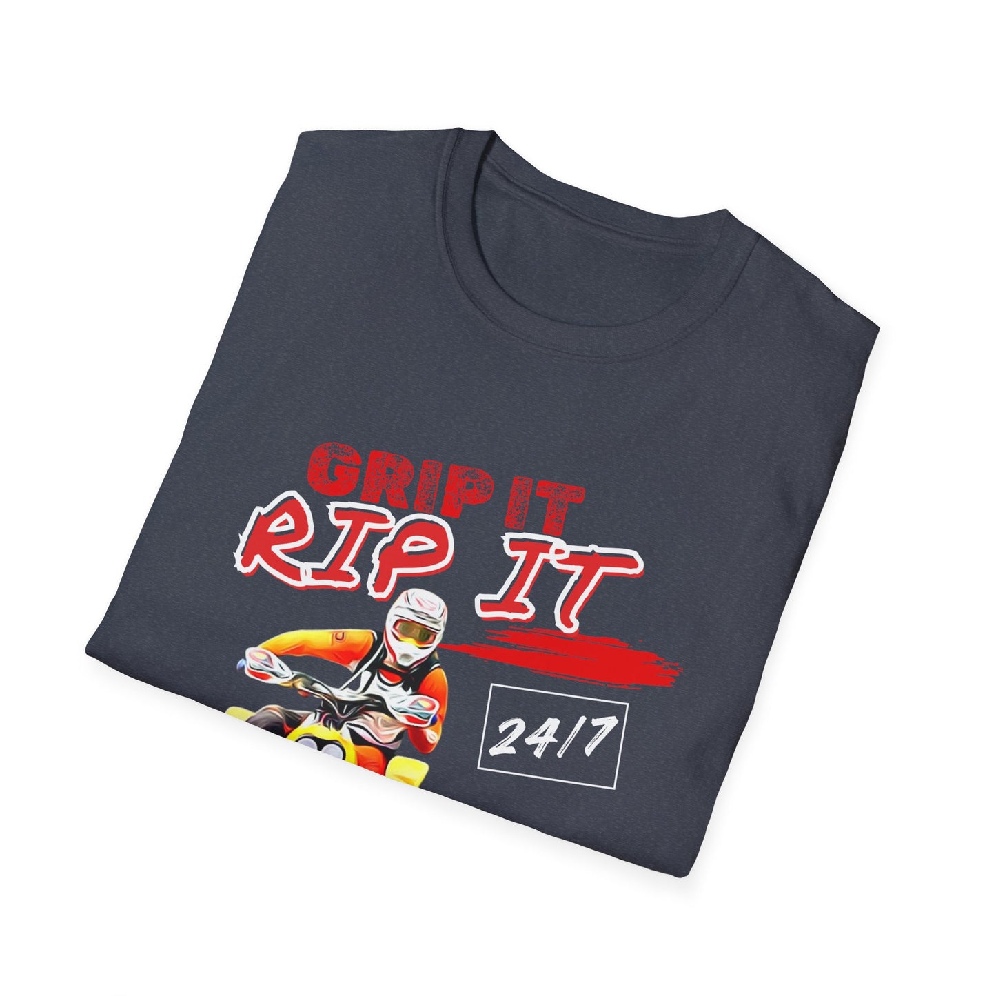 ATV Quad Racer T-Shirt | "Grip It Rip It" Off‑Road Fourwheeler Graphic Tee | Yellow Honda 400 EX