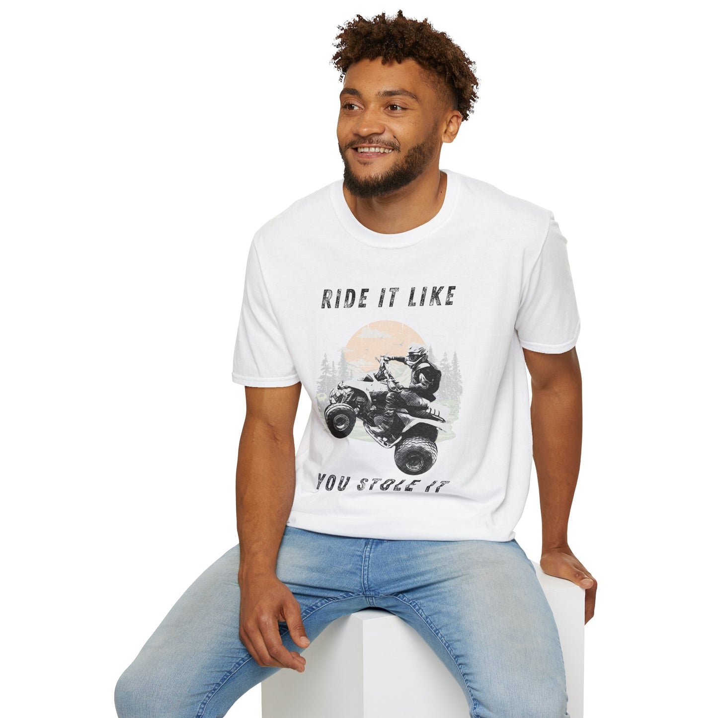 Ride It Like You Stole It ATV T-Shirt | Man on Honda 400 EX Four-Wheeler Tee