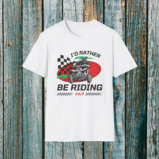 Holiday Christmas ATV T-Shirt | Honda 400 | Ugly Sweater Design says "I'd Rather be Riding"